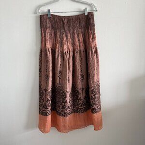 Lapis for Anthropologie Boho Strapless Dress, Peach/Black, One Size